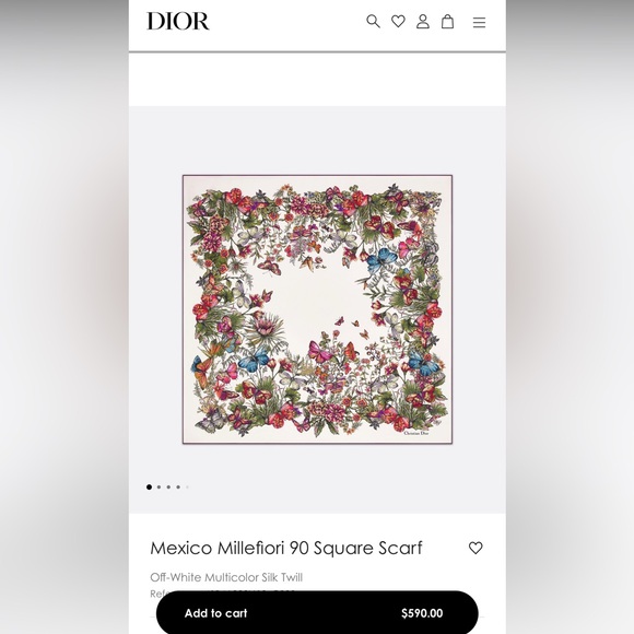 🦋 RARE Dior 90 Square Scarf - 34” x 34” - Picture 12 of 12